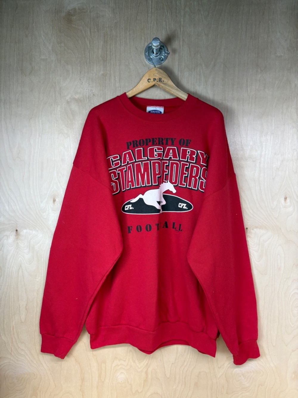 Vintage Calgary Stampeders Red Crewneck Sweatshirt - Team Logo